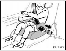 1. Sit the child on a booster seat. Run the lap and shoulder belt through or