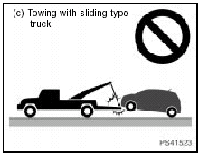 (c) Towing with sling type truck