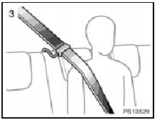 3. Buckle, position and release the seat belt. (For wearing the seat belt,