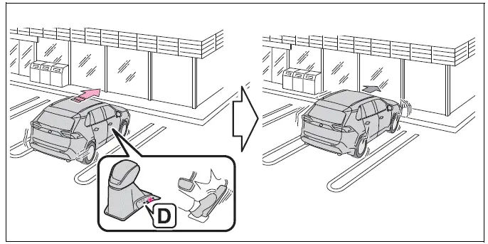 Vehicle moving toward a stationary obstacle after an incorrect shift position is selected