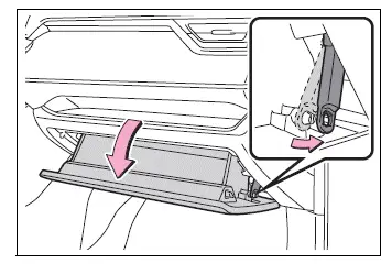 Glove box damper being disconnected before filter removal