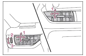 Front air outlet direction and vent controls in the Toyota RAV4