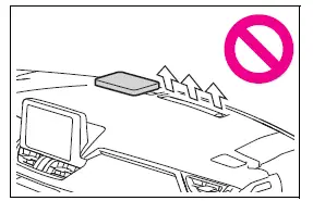 Warning against blocking Toyota RAV4 instrument panel defogger air outlets