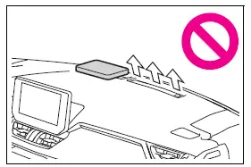 Warning against blocking instrument panel windshield defogger outlets