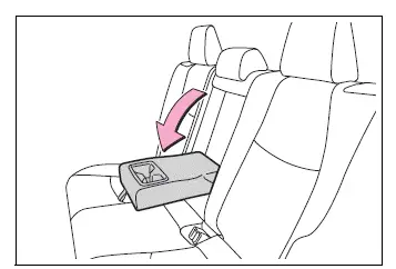 Rear-seat armrest folded down inside the Toyota RAV4