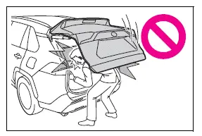 Toyota RAV4 manual back door fully opened for safe luggage compartment access
