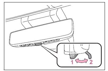 Digital Rear-view Mirror lever for switching between digital and optical mirror modes
