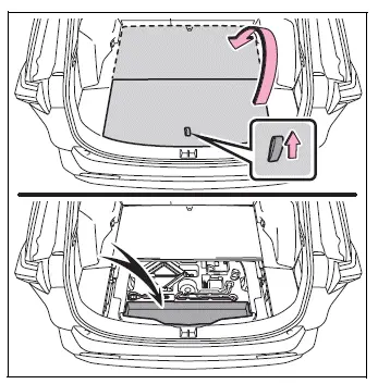 Toyota RAV4 deck under tray beneath the raised luggage compartment floor