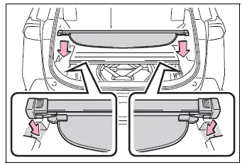 Retractable luggage cover secured in the underfloor storage holders