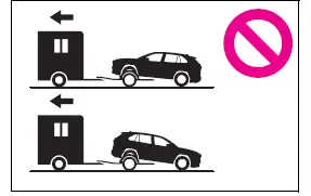 Incorrect towing method for an AWD Toyota RAV4 with wheels on the ground