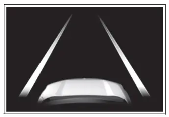 Toyota RAV4 LTA display with white lane areas indicating recognized lane markings