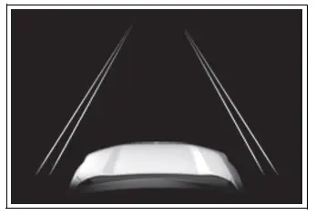 LTA display with black lane areas indicating lane markings are not recognized
