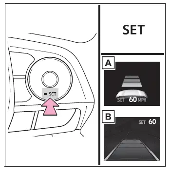 Toyota RAV4 multi-information displays showing the selected cruise control speed