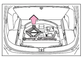 Jack removed from its storage location in the deck under-tray