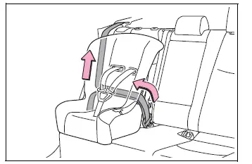 Removing seat belt slack while securing a forward-facing child seat