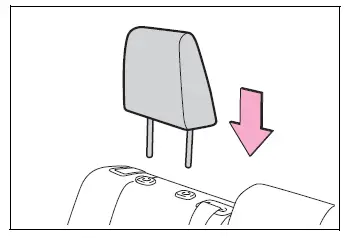 Installing an outboard rear head restraint in the lowest locked position