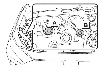 LED projector headlight vertical adjustment bolt locations