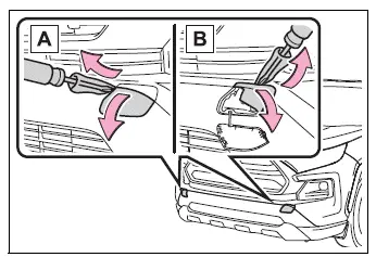 Removing Type B towing eyelet covers while protecting the bodywork