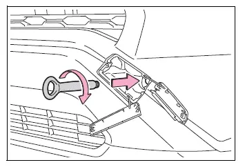 Type A towing eyelet inserted into the front mounting hole