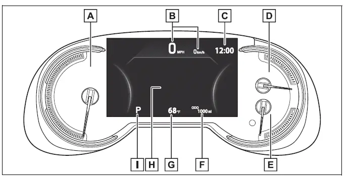 7-inch Toyota RAV4 instrument display with digital speedometer and vehicle information