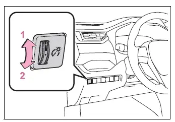 Instrument panel brightness adjustment dial with brighter and darker settings
