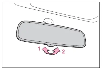 Manual inside rear view mirror lever in normal and anti-glare positions
