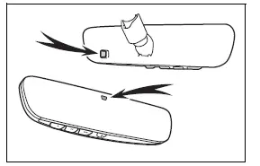 Sensor locations on the automatic anti-glare inside rear view mirror