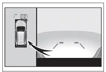 Panoramic view monitor showing parking assist obstacle detection
