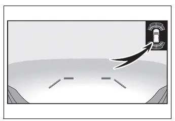 Multimedia Display with an upper-corner parking obstacle warning