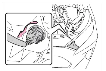Type A front turn signal and parking light bulb base turned counterclockwise