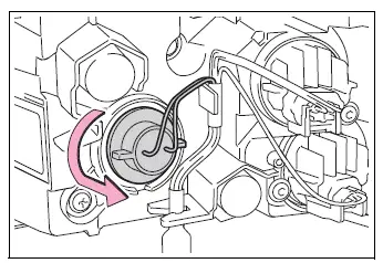 Rear turn signal bulb base rotated counterclockwise