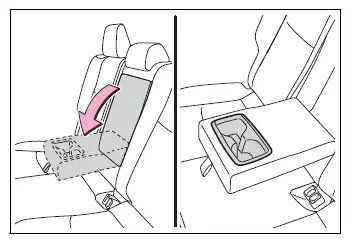 Rear cup holders in the lowered center armrest