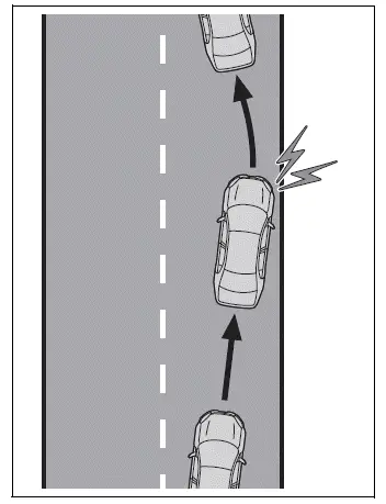 Toyota RAV4 lane departure alert warning shown on the multi-information display
