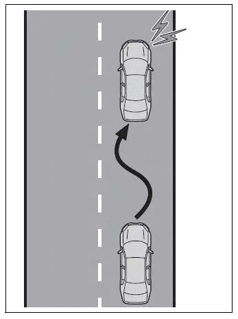 Toyota RAV4 vehicle sway warning displayed while the vehicle moves within its lane