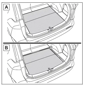 Upper and lower Toyota RAV4 luggage compartment deck board positions