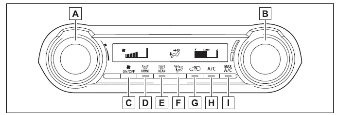 Toyota RAV4 manual air conditioning control panel and switch layout