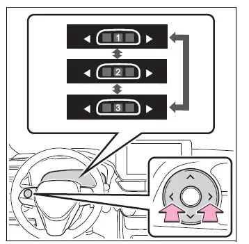 Toyota RAV4 multi-information display showing three selectable content areas