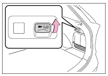 120-volt AC power outlet with protective cover open