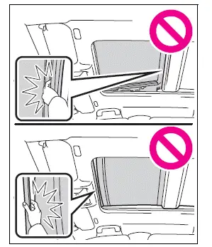Passenger safety precautions for panoramic moon roof operation