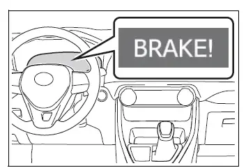 Toyota RAV4 pre-collision warning displayed on the multi-information screen
