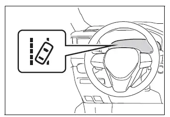 Emergency steering assist indicator illuminated in green during operation