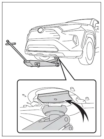 Front floor jack point beneath the vehicle