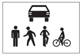 Examples of vehicles, pedestrians, and bicyclists detectable by the pre-collision system