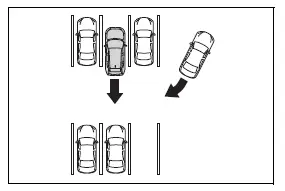 Cross-traffic vehicle entering the rear detection zone