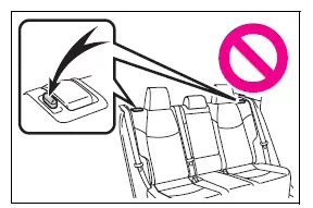 Toyota RAV4 rear seatback lock indicator showing the red warning marking