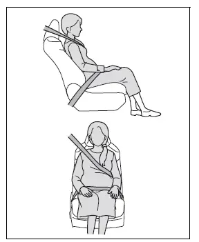 Correct seat belt position for a pregnant passenger