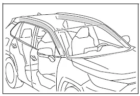 Toyota RAV4 pillar and roof rail trim damage near curtain shield airbags