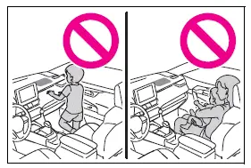Child positioned unsafely near the front passenger airbag