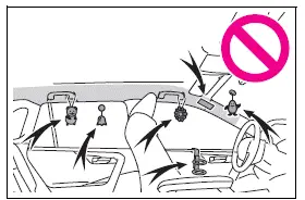 Unsafe objects attached near the driver knee airbag area