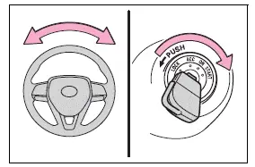 Releasing the Toyota RAV4 steering lock by turning the key and steering wheel